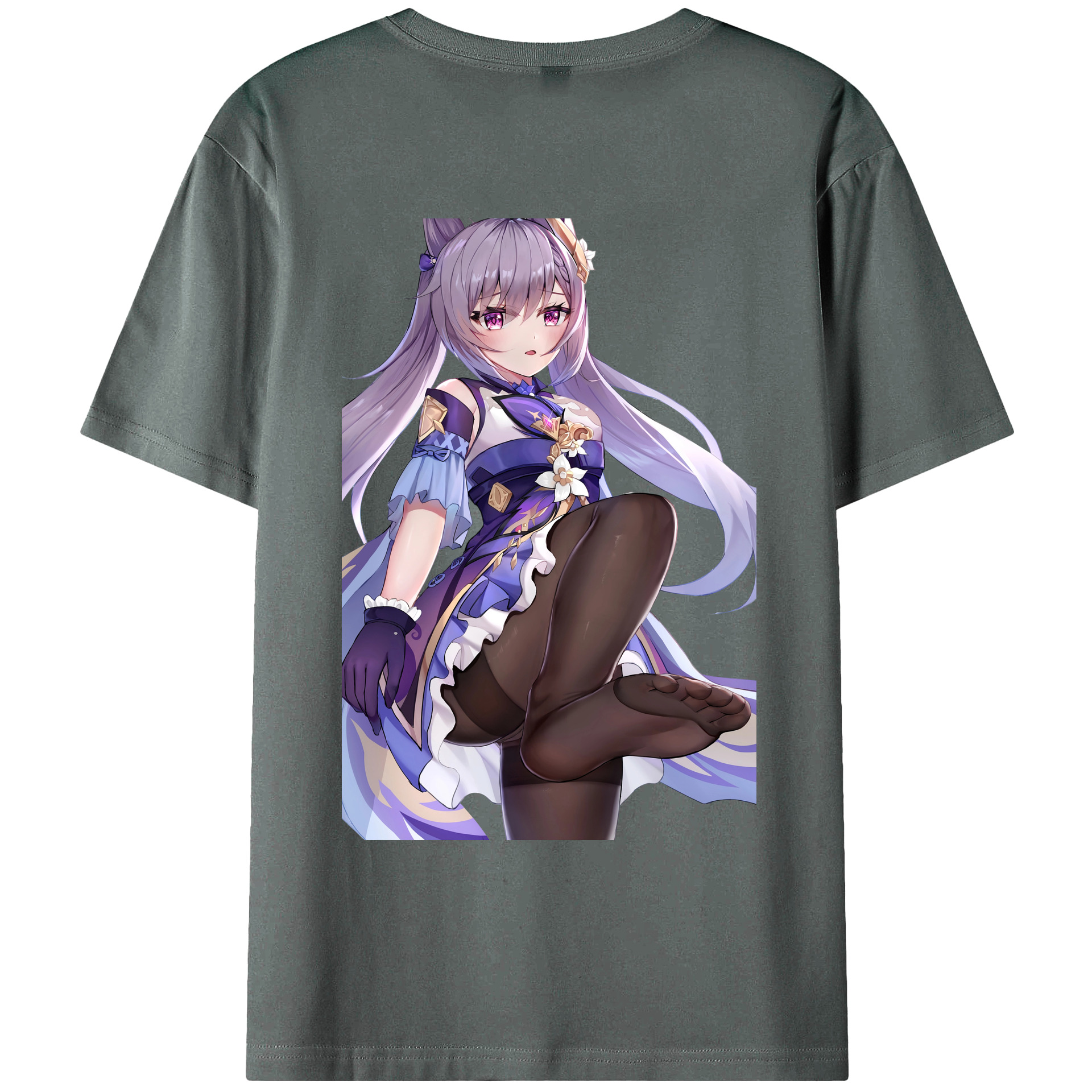 げんし神 刻晴 こくせい genshin Kokusei 綿100％ メンズ半袖Tシャツ（バックプリント） 通気性